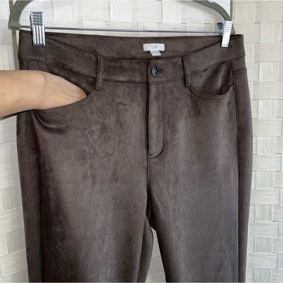 J Jill Womens Faux Suede Pants Size 10 Mocha Brown Beach Boho Contemporary Soft - Picture 3 of 15